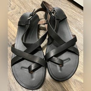 OluKai Black Leather/Rubber Sandals Size 10